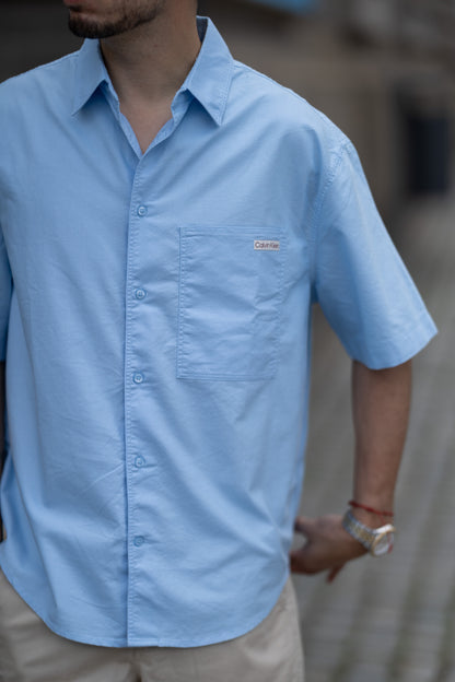 Camisa Manga Curta Azul Calvin Klein SS25 Calvin Klein