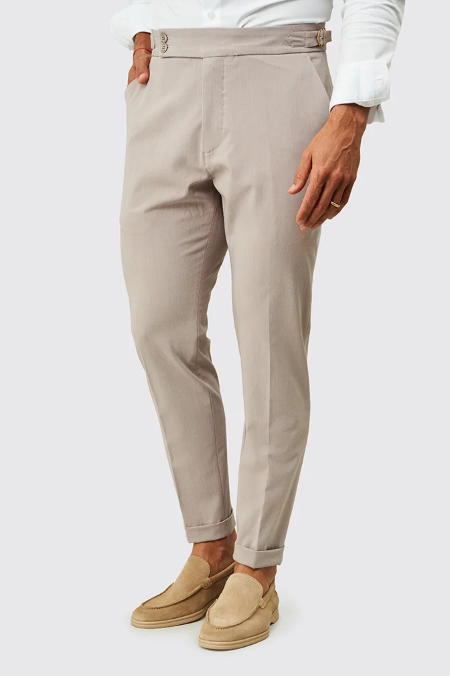 Calça clássica com fivela Bege Zolf SS26