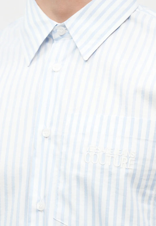 Camisa Risca Branca e Azul Versace Jeans Couture SS26