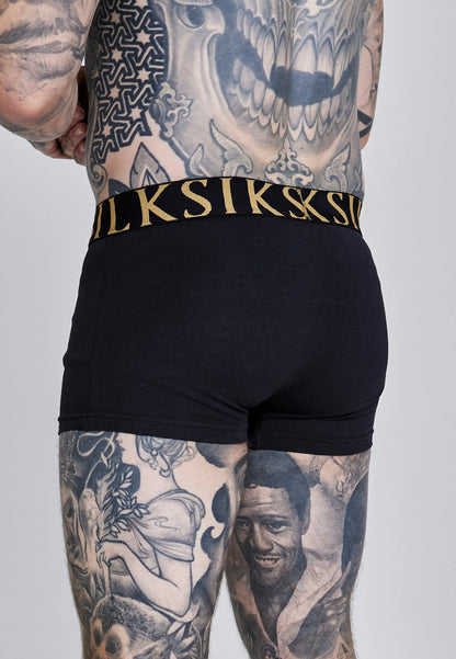 Pack 5 Boxers Pretos com Dourado SikSilk