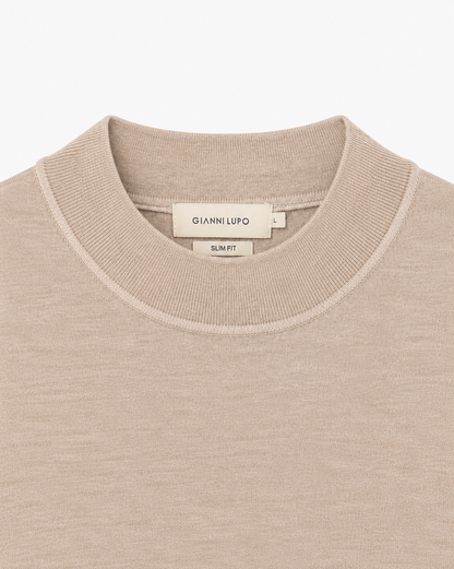 Camisola Slim de Meia Gola Gianni Lupo Bege Gianni Lupo