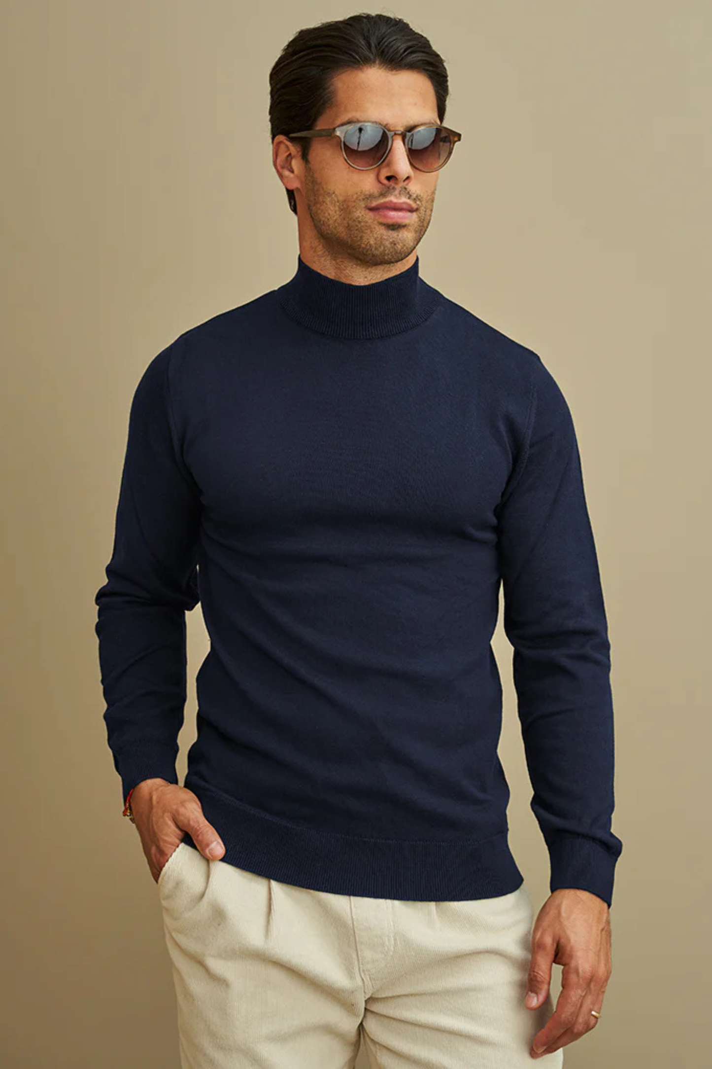 Camisola de Meia Gola Azul Zolf FW-25