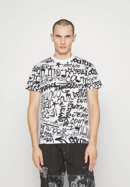 Versace Jeans Couture ALL OVER - Camiseta con estampado - blanco FW23 