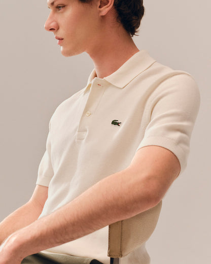 Polo Malha Texturizado Branco Lacoste