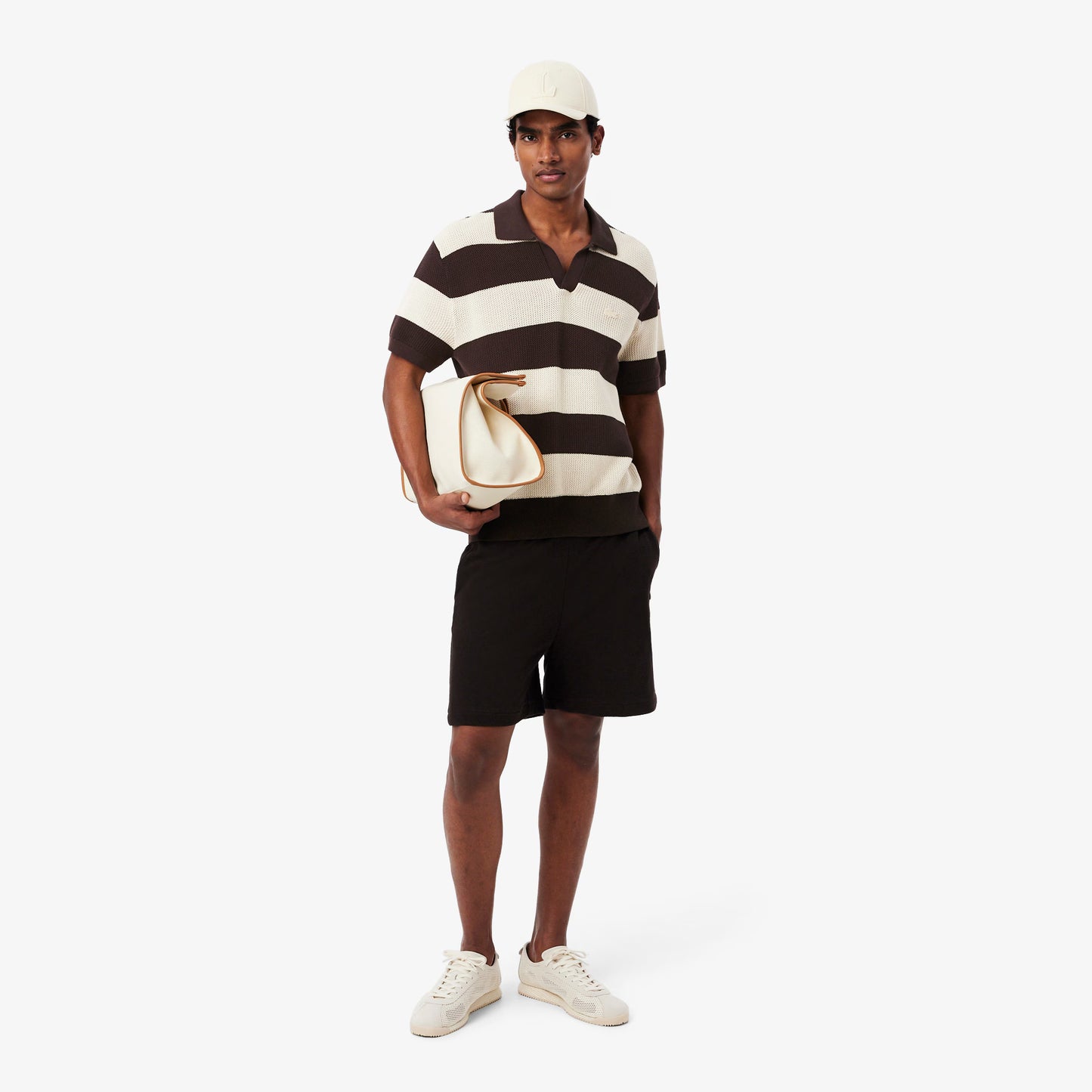 Polo de Malha Castanho e Bege