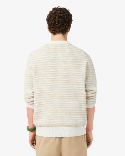 Camisola de Malha ás Riscas Bege e Branco Lacoste Lacoste
