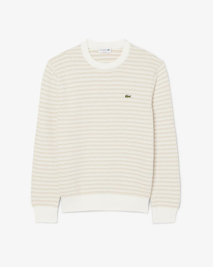 Camisola de Malha ás Riscas Bege e Branco Lacoste Lacoste