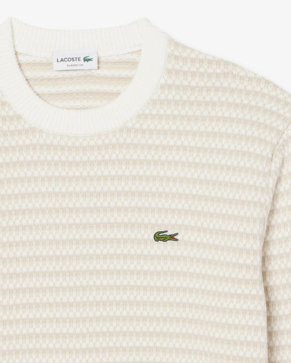 Camisola de Malha ás Riscas Bege e Branco Lacoste Lacoste