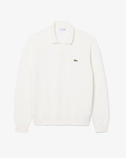 Polo de Malha Manga Comprida Classic Fit Lacoste Branco Lacoste