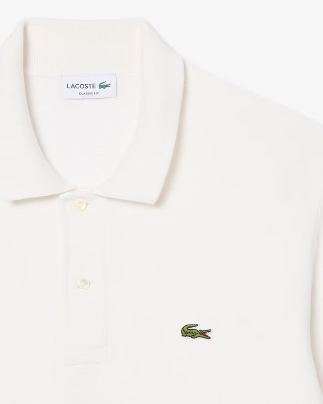 Polo de Malha Manga Comprida Classic Fit Lacoste Branco Lacoste