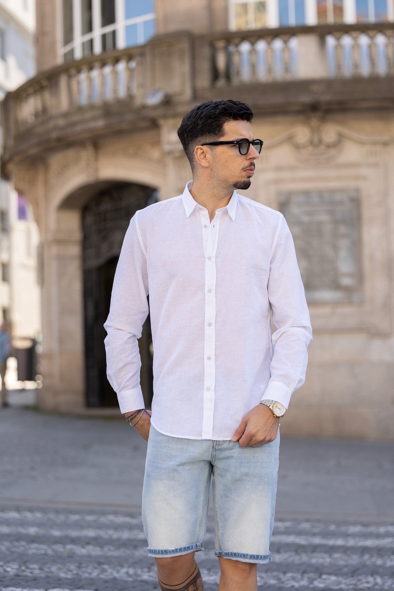 Camisa Linho Antony Morato Branca MMSL00722 SS24