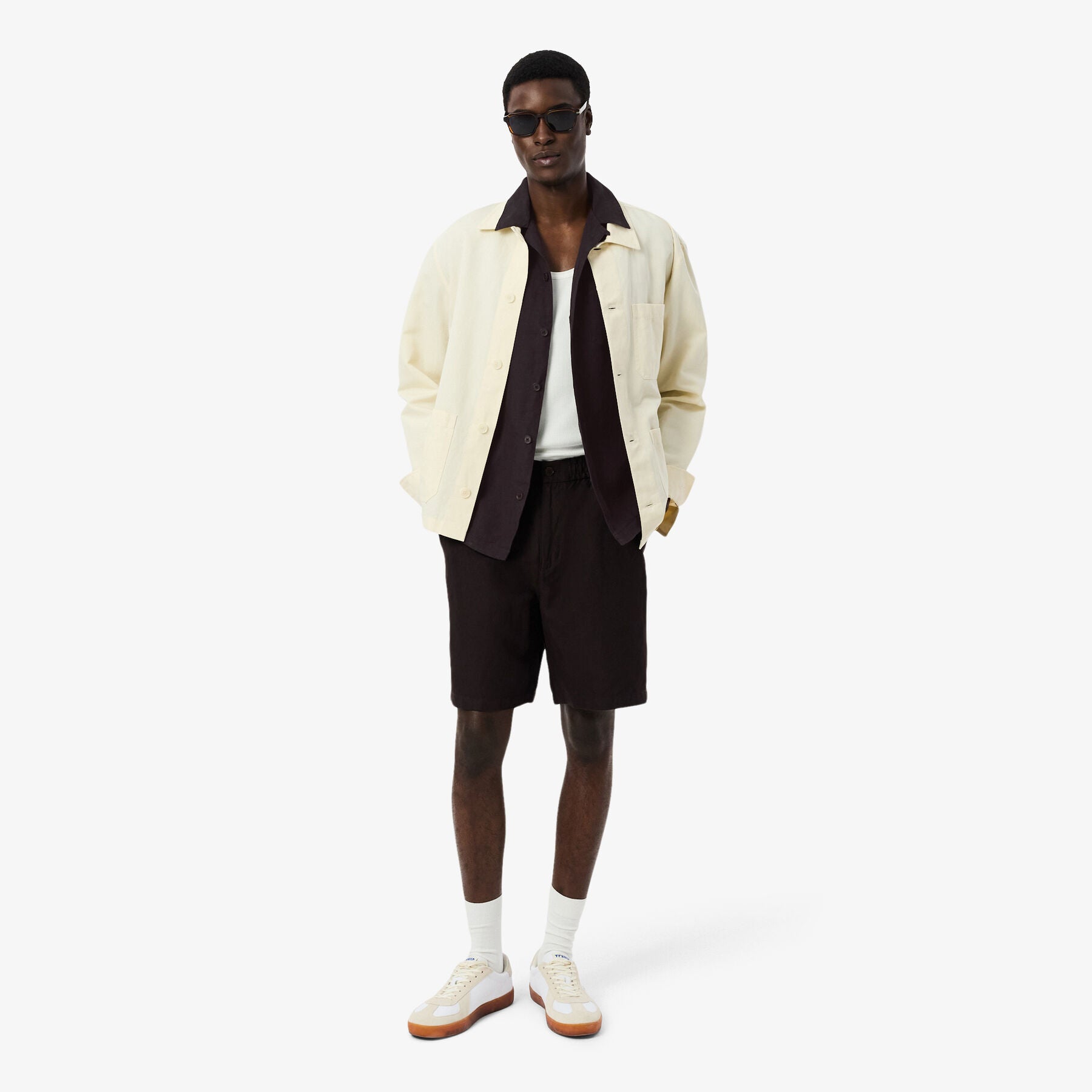 Camisa Manga Curta Relaxed Linho Castanho Lacoste