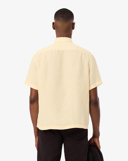 Camisa Manga Curta Relaxed Linho Bege Lacoste