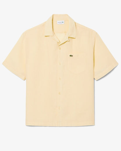 Camisa Manga Curta Relaxed Linho Bege Lacoste