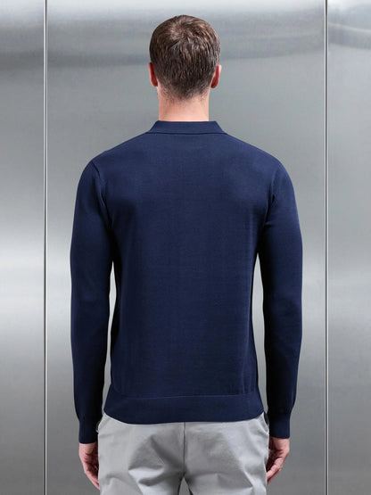 Polo de Manga Comprida Azul Escuro SS26 Gianni Lupo