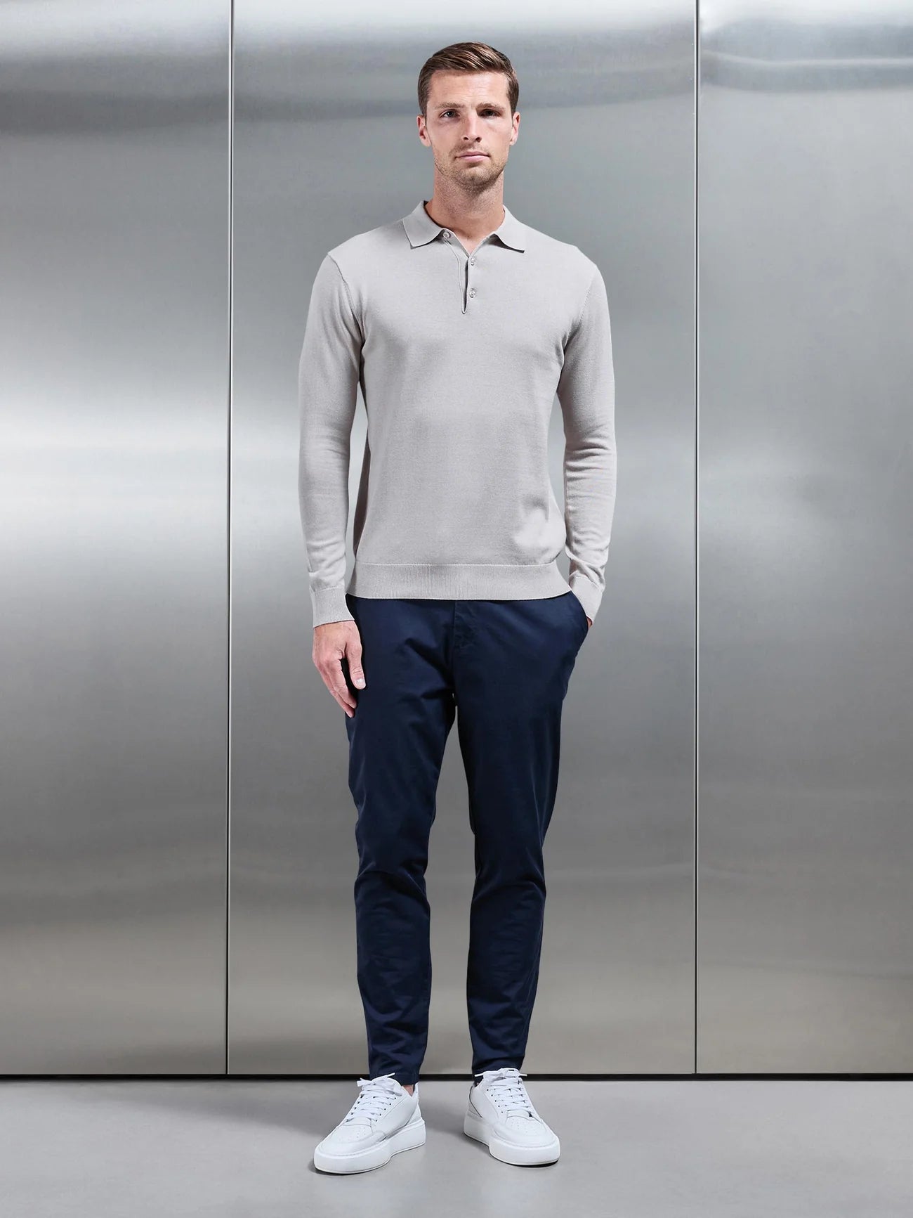 Polo de Manga Comprida Cinza Gianni Lupo SS26