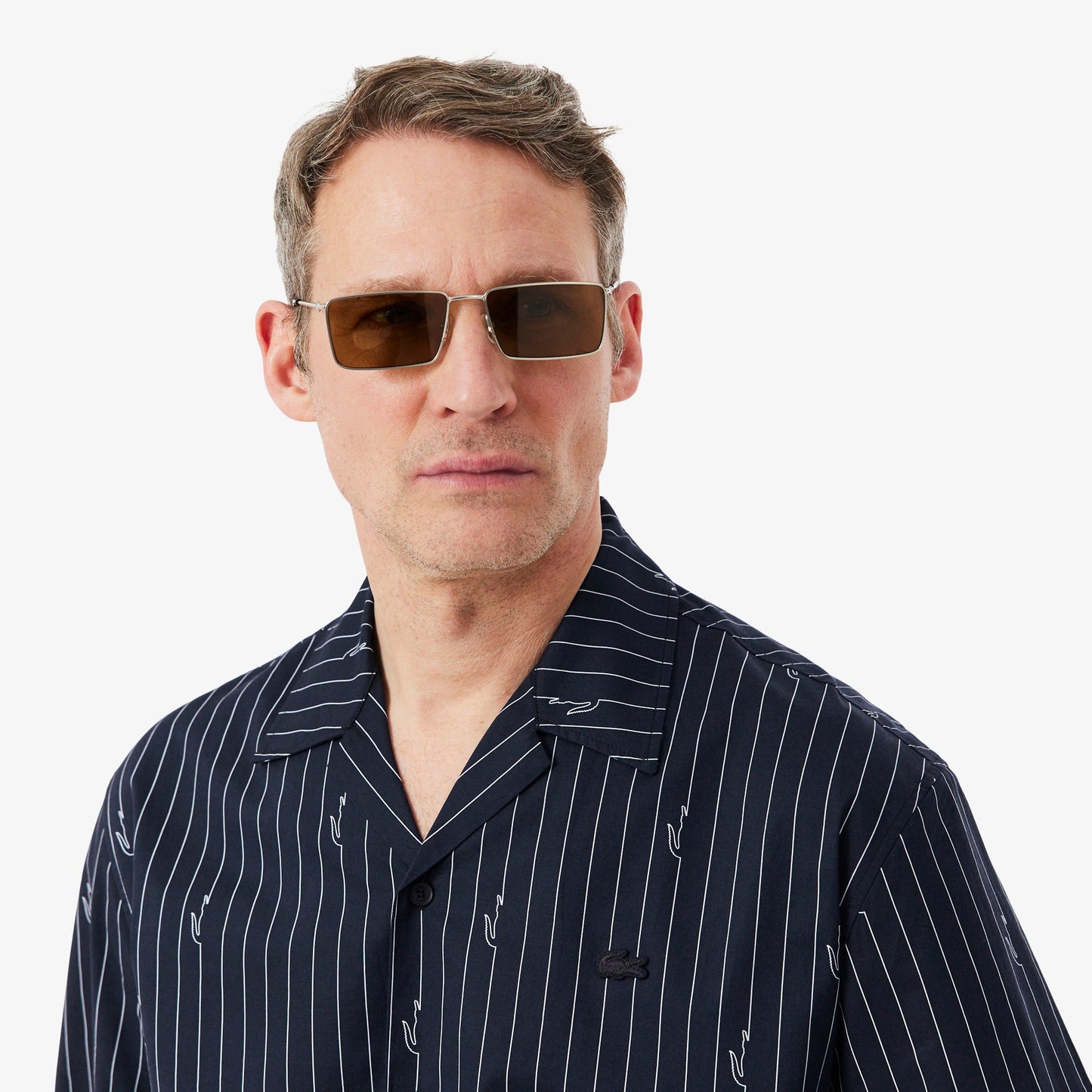 Camisa Azul Estampada Lacoste CH2343 SS26