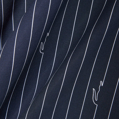 Camisa de Manga Curta Azul com Riscas Brancas Lacoste