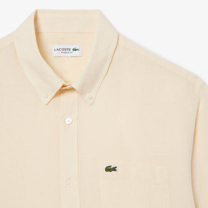 Camisa Linho Oxford Bege Lacoste