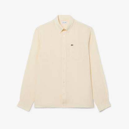 Camisa Linho Oxford Bege Lacoste