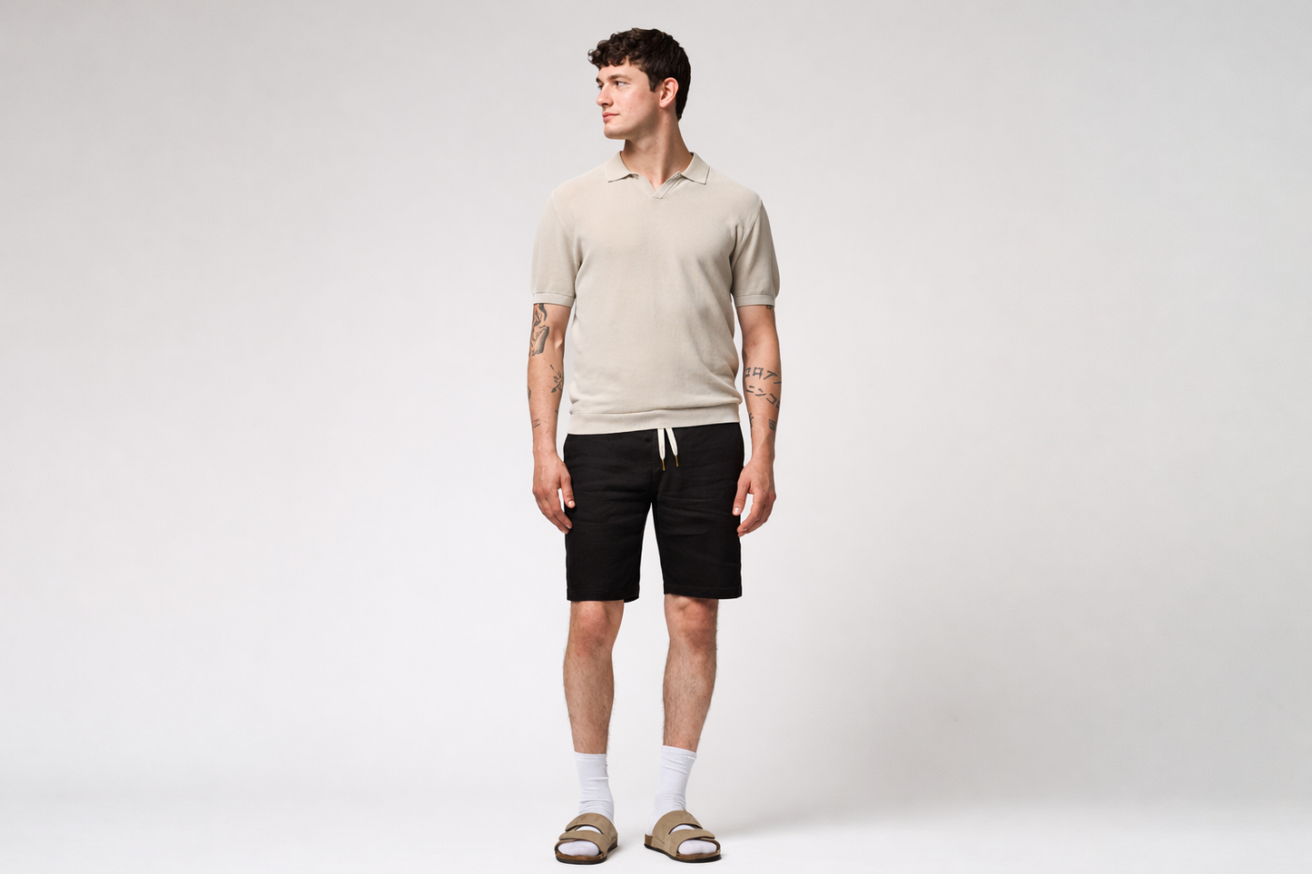 Calção de Linho Preto Gianni Lupo SS26