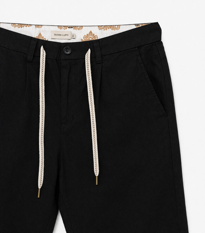 Calção de Linho Preto com Cordão Ajustável Gianni Lupo