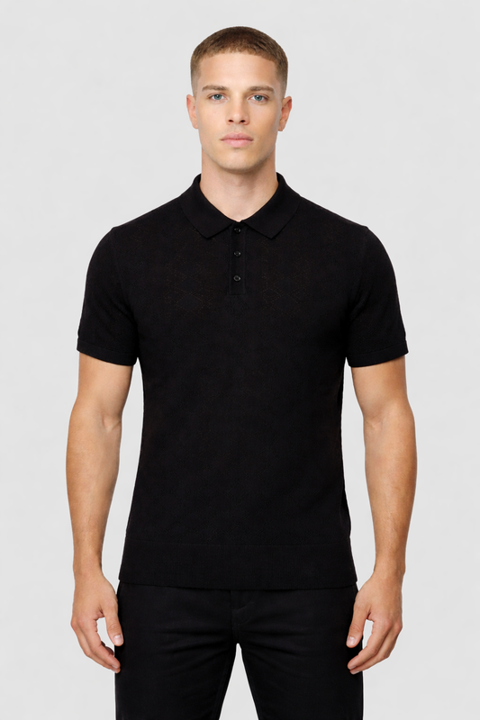 Polo Preto Perfurado Gianni Lupo SS26