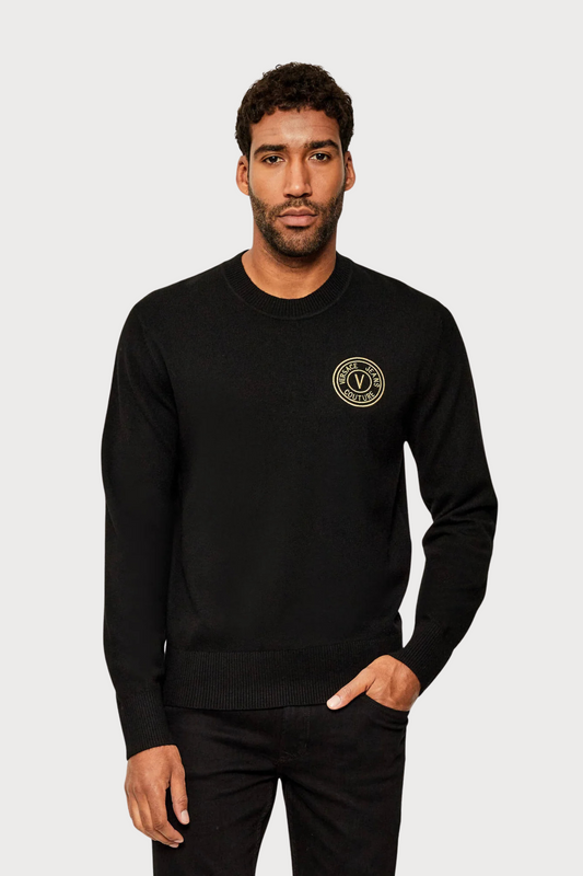 Camisola de Malha Preta Versace Jeans Couture FW25