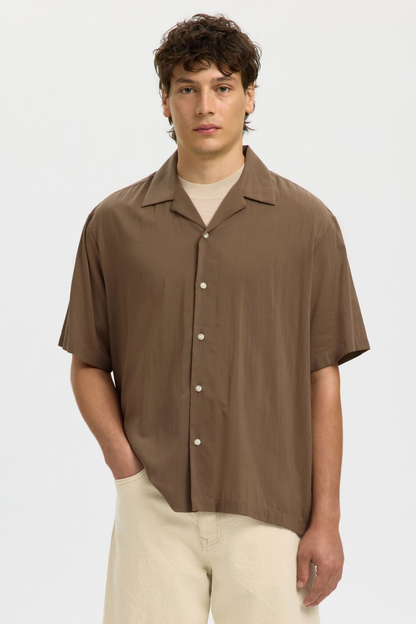 Camisa Castanha Relaxed Fit Selected