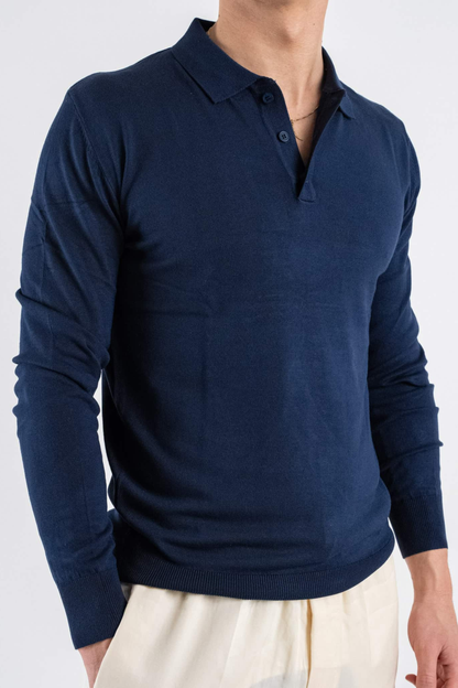 Polo de Manga Comprida Azul Escuro SS26 Gianni Lupo