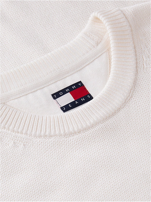 Camisola de Malha Texturada Tommy Hilfiger Slim-Fit Branca Tommy Hilfiger