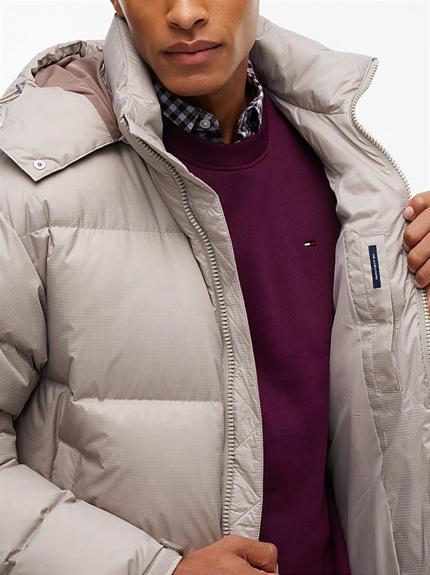 Casaco Puffer com Capuz Tommy Hilfiger Cinzento Claro Tommy Hilfiger