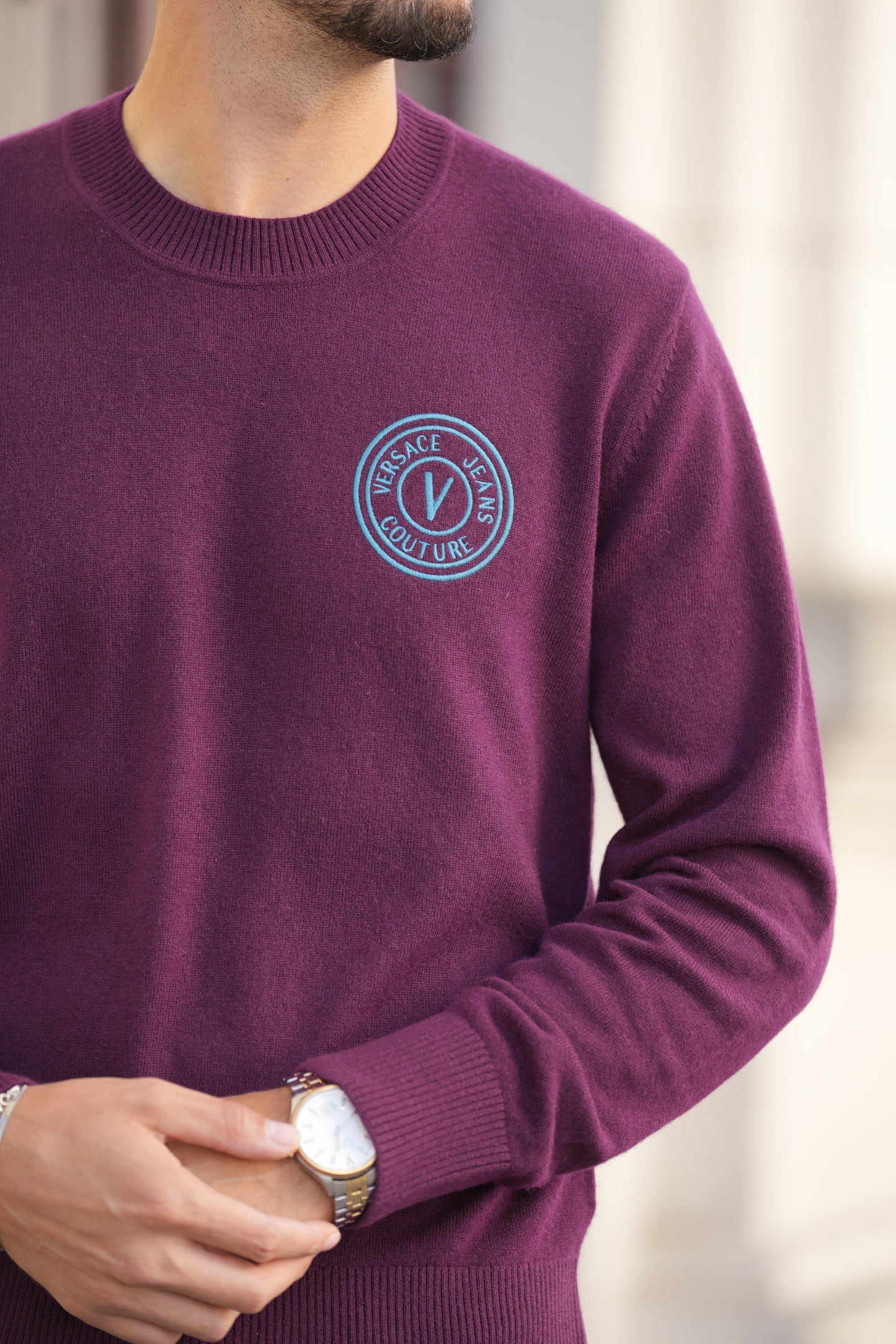 Camisola de Malha Bordeaux Versace Jeans Couture FW-25