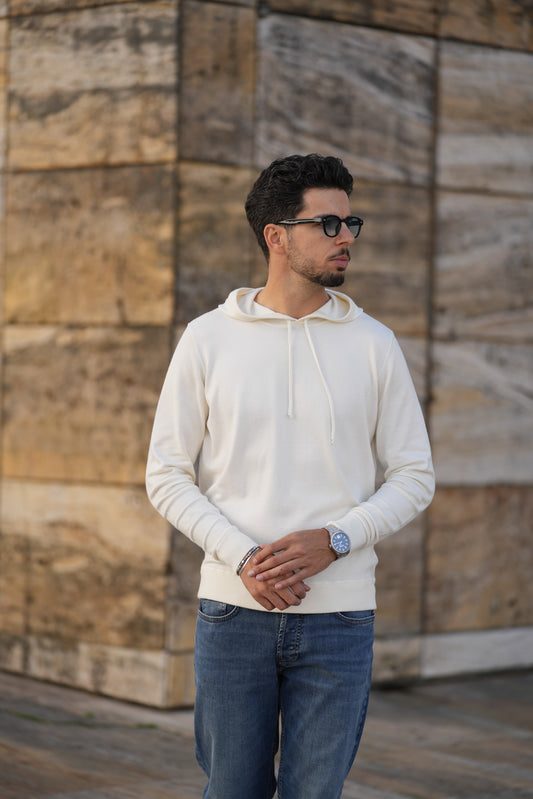 Camisola de Malha com Capuz Bege Imperial FW25