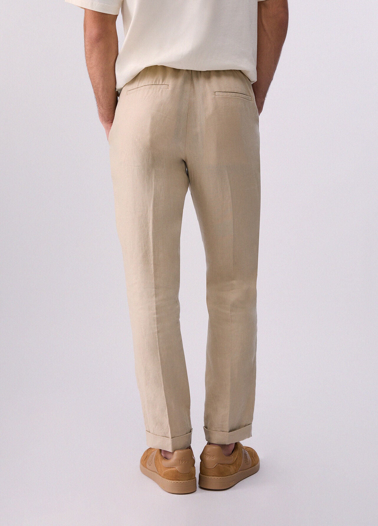 Calça 100% Linho Bege