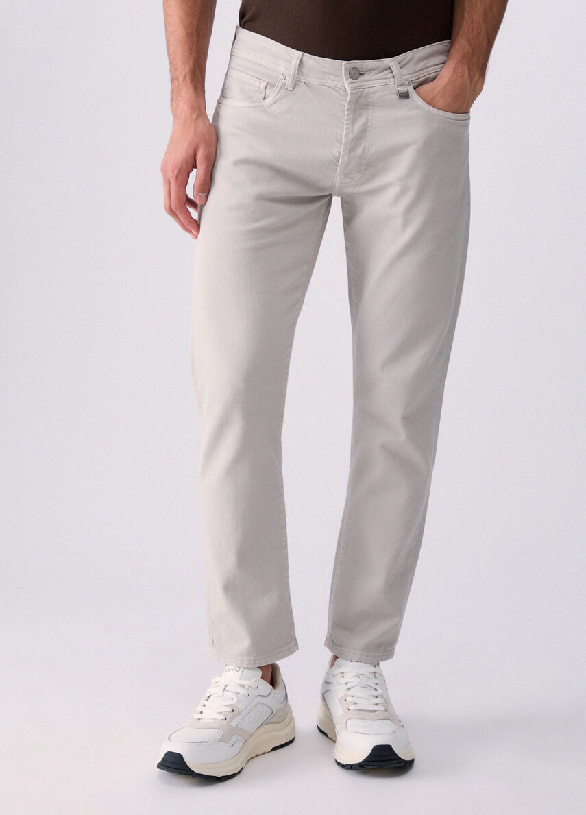 Calça de Ganga Cinza Clara Slim Fit