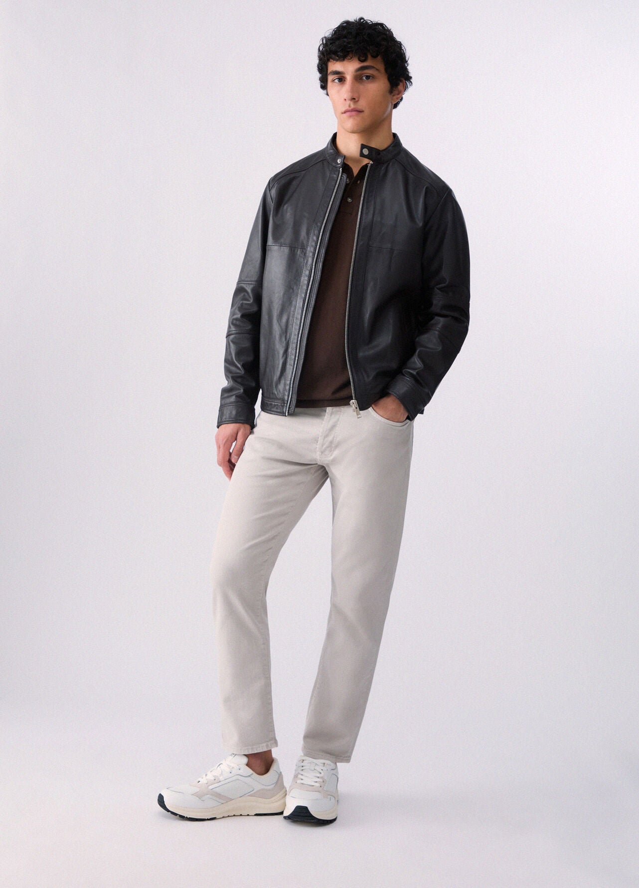 Calça de Ganga Cinza Clara Slim Fit