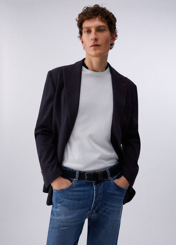Blazer Liu Jo Malha Texturizada Azul-Marinho