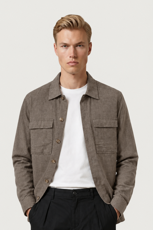 Sobrecamisa de Linho Gianni Lupo Castanha Gianni Lupo