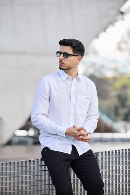 Camisa Branca Linho Calvin Klein SS25 Calvin Klein