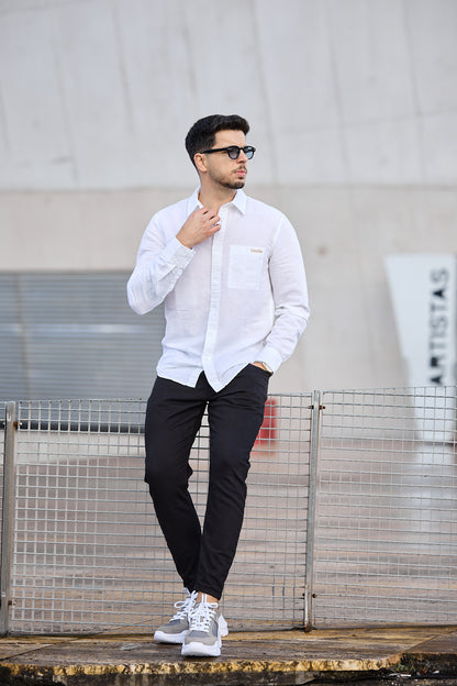 Camisa Branca Linho Calvin Klein SS25 Calvin Klein