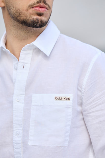 Camisa Branca Linho Calvin Klein SS25 Calvin Klein