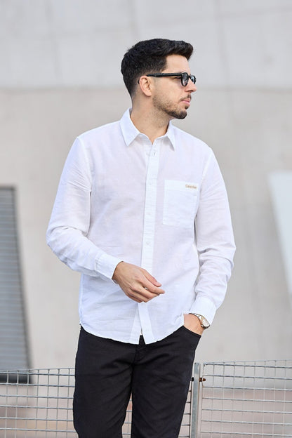 Camisa Branca Linho Calvin Klein SS25 Calvin Klein