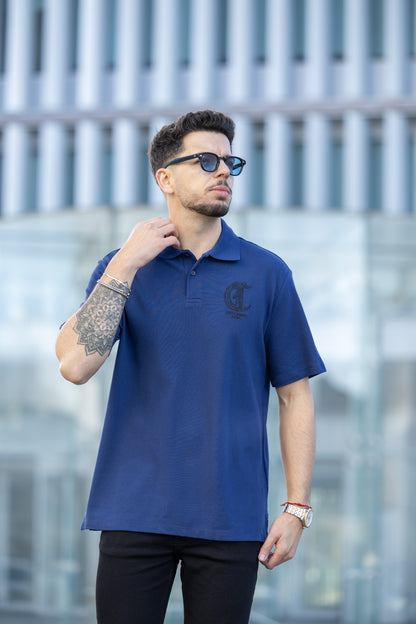 Polo Just Cavalli Azul Marinho 77OAGT06 FW24 Just Cavalli
