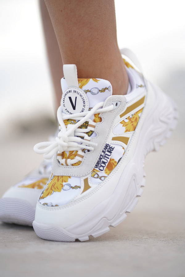 Sapatilhas Brancas Dourado Versace Jeans Couture