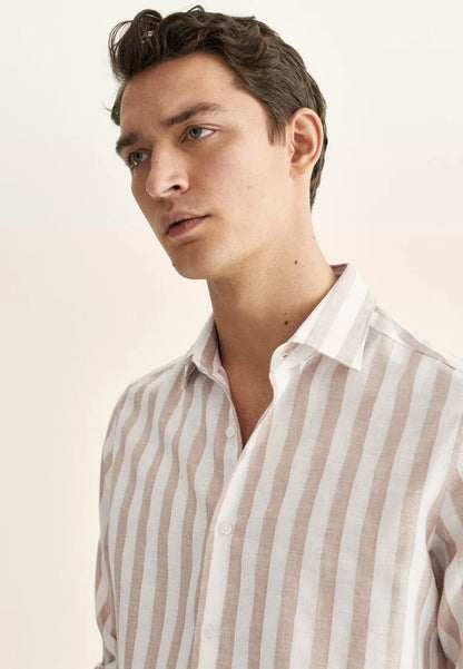 Camisa Linho Riscas Gianni Lupo SS26 Gianni Lupo