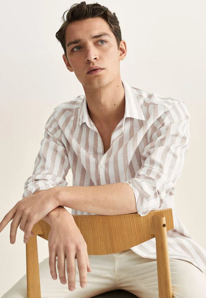 Camisa Linho Riscas Gianni Lupo SS26 Gianni Lupo
