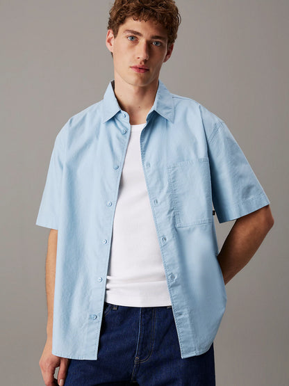Camisa Manga Curta Azul Calvin Klein SS25 Calvin Klein