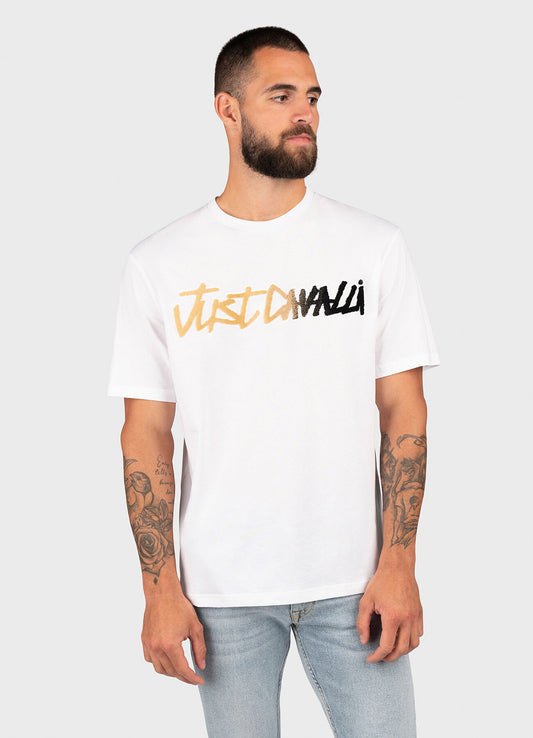 Camiseta de algodón con logo de Just Cavalli OI23 