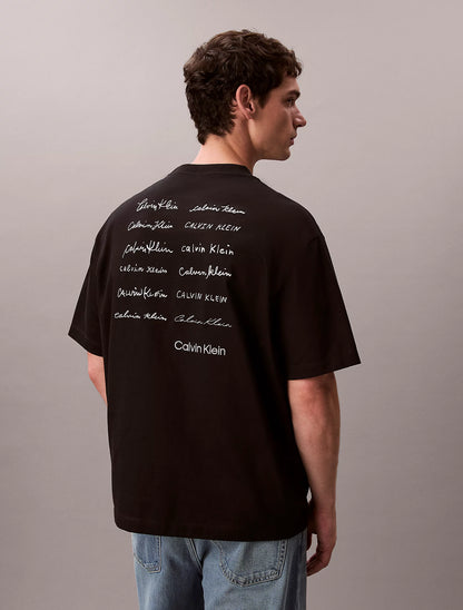 T-shirt Preta Script Logo Calvin Klein